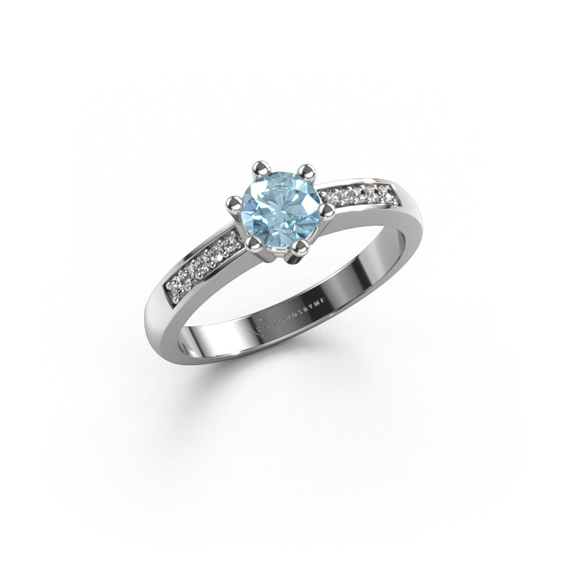 Image of Engagement ring Luna 2 950 platinum Blue lab grown diamond 5 mm