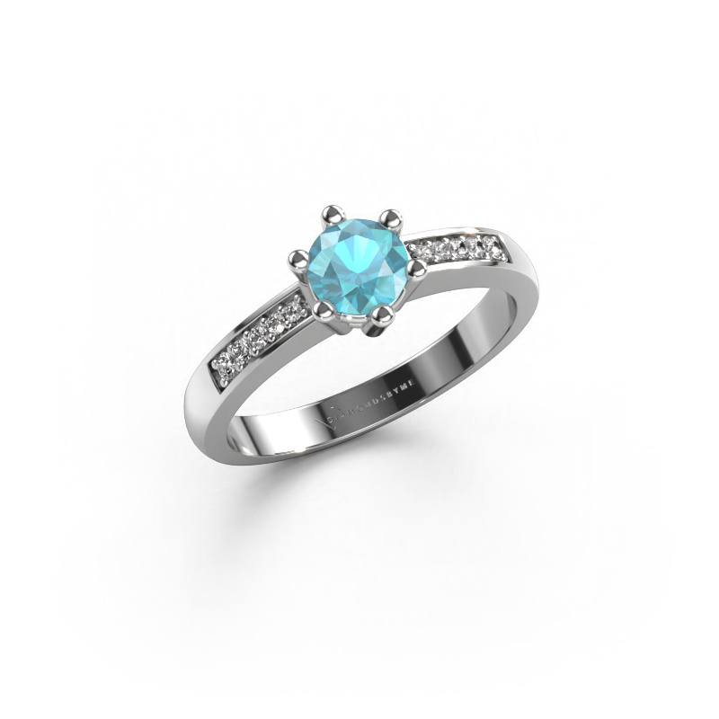 Image of Engagement ring Luna 2 950 platinum Blue topaz 5 mm