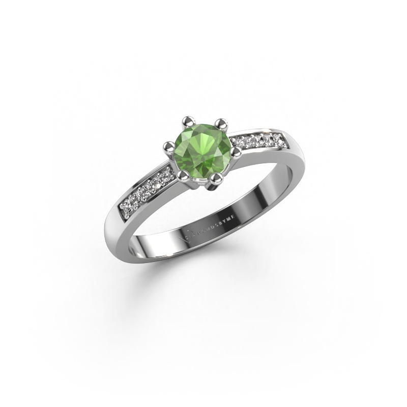 Image of Engagement ring Luna 2 950 platinum Tourmaline green 5 mm