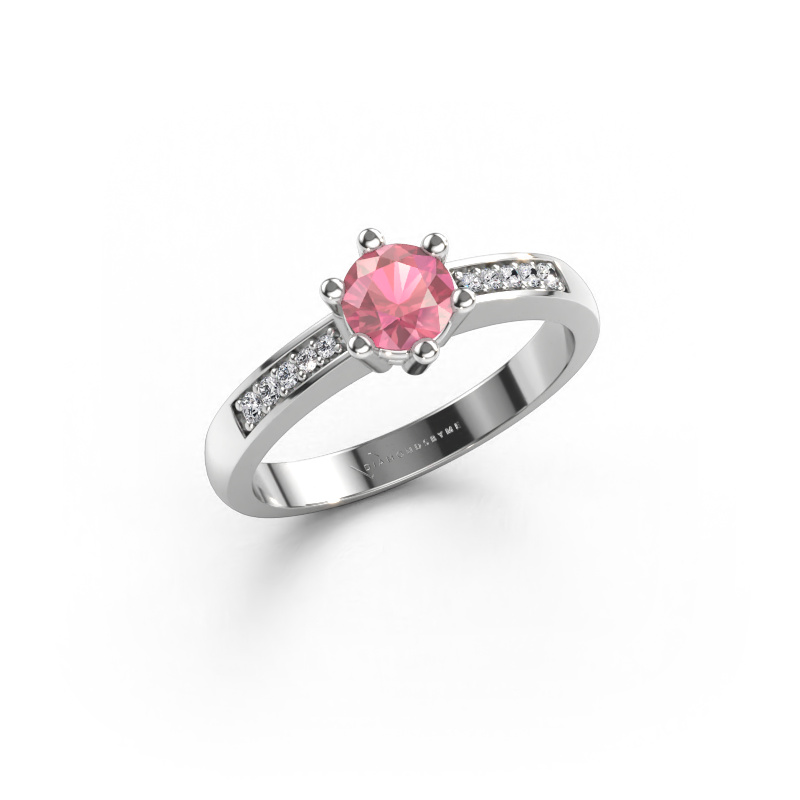 Afbeelding van Verlovingsring Luna 2 950 platina Toermalijn pink 5 mm