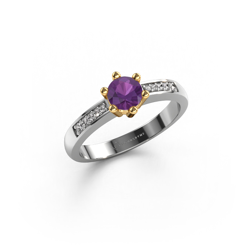 Image of Engagement ring Luna 2 585 white gold Amethyst 5 mm