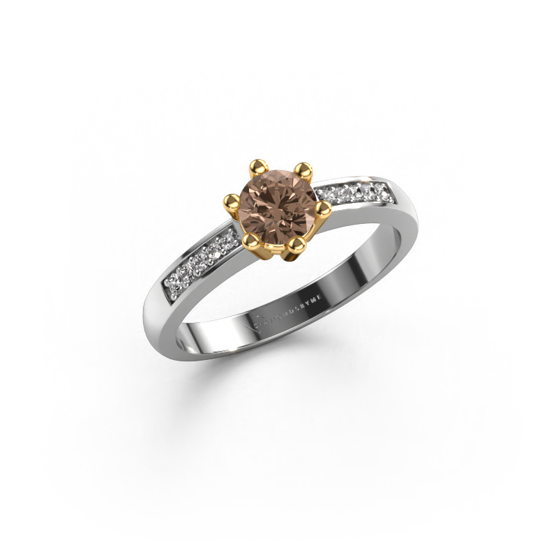 Image of Engagement ring Luna 2 585 white gold Brown diamond 0.572 crt