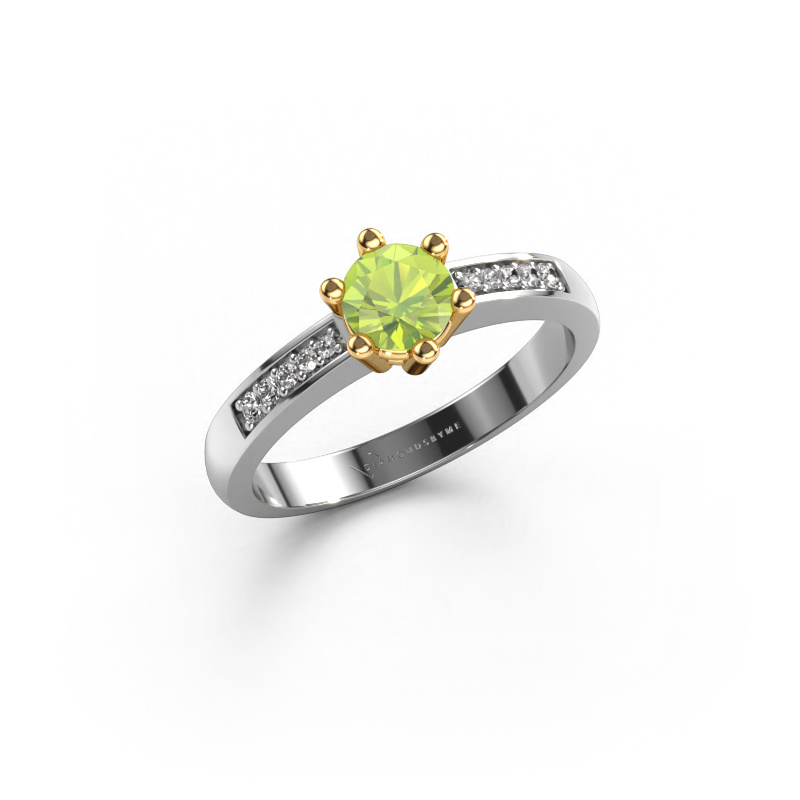 Image of Engagement ring Luna 2 585 white gold Peridot 5 mm