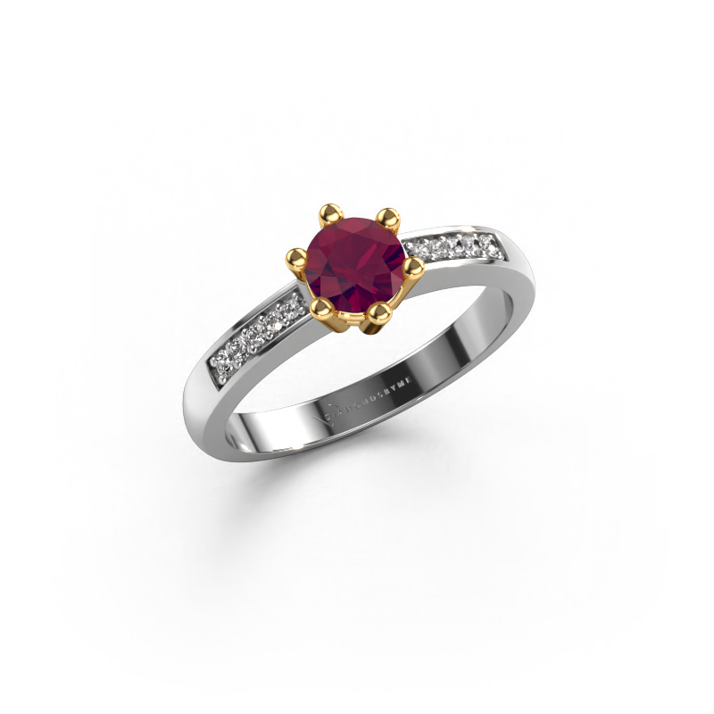 Image of Engagement ring Luna 2 585 white gold Rhodolite 5 mm