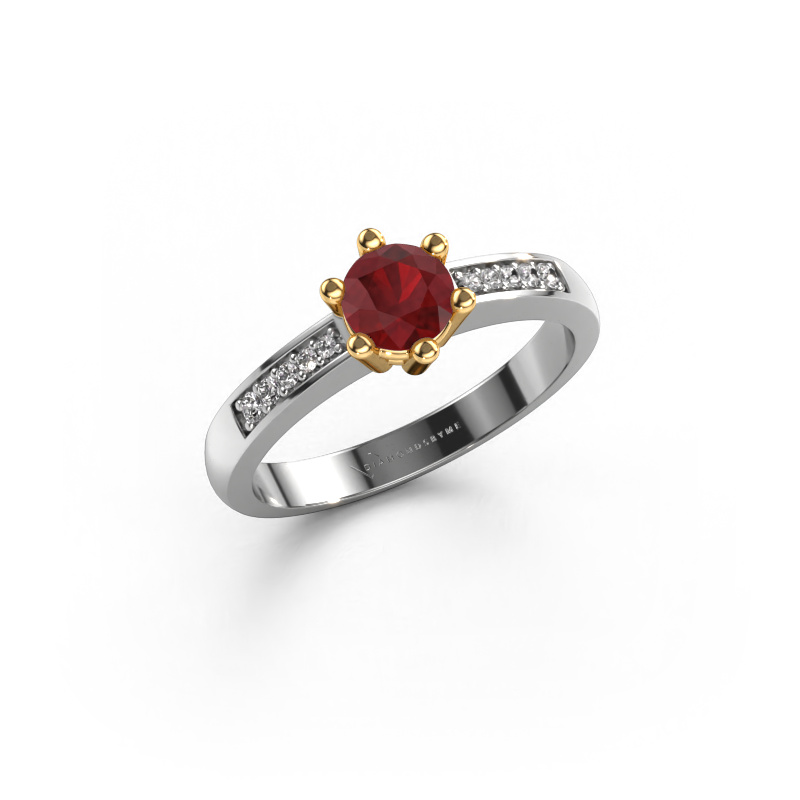 Image of Engagement ring Luna 2 585 white gold Ruby 5 mm
