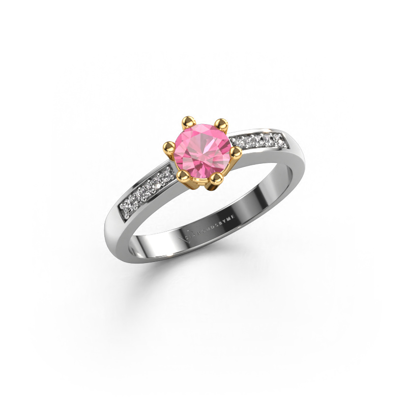 Bild von Verlobungsring Luna 2 585 Weißgold Pink Saphir 5 mm