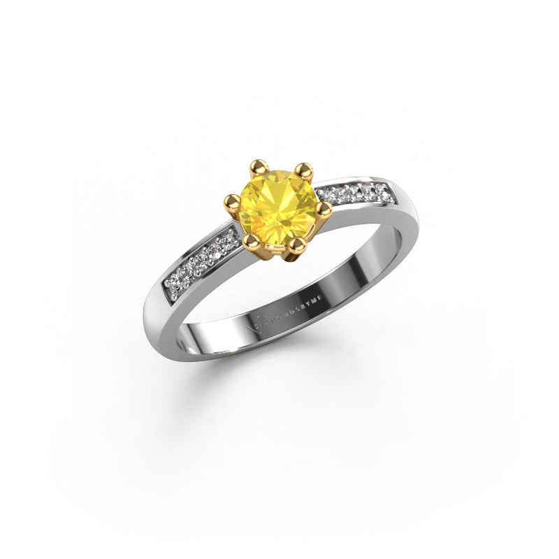 Image of Engagement ring Luna 2 585 white gold Yellow sapphire 5 mm