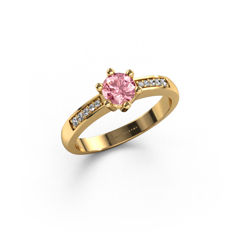 Image of Engagement ring Luna 2 585 gold Pink lab grown diamond 5 mm