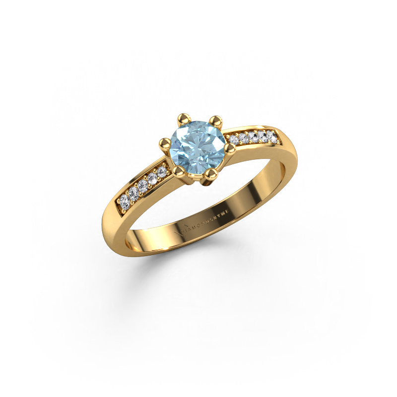 Image of Engagement ring Luna 2 585 gold Blue lab grown diamond 5 mm