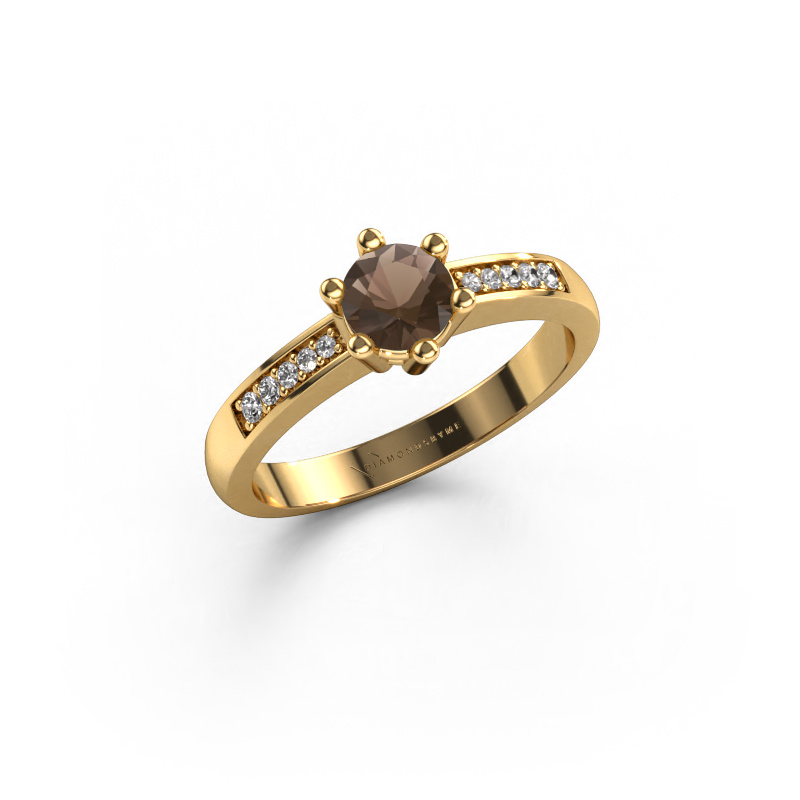 Image of Engagement ring Luna 2 585 gold Smokey quartz 5 mm