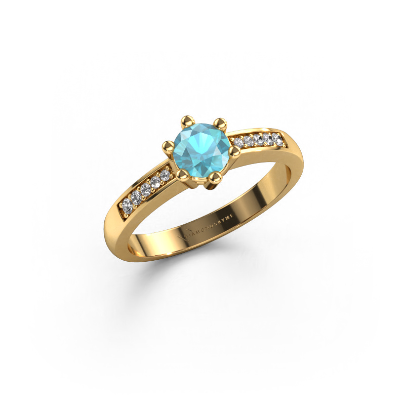Image of Engagement ring Luna 2 585 gold Blue topaz 5 mm