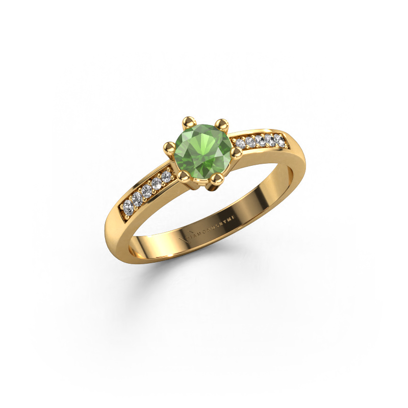 Image of Engagement ring Luna 2 585 gold Tourmaline green 5 mm