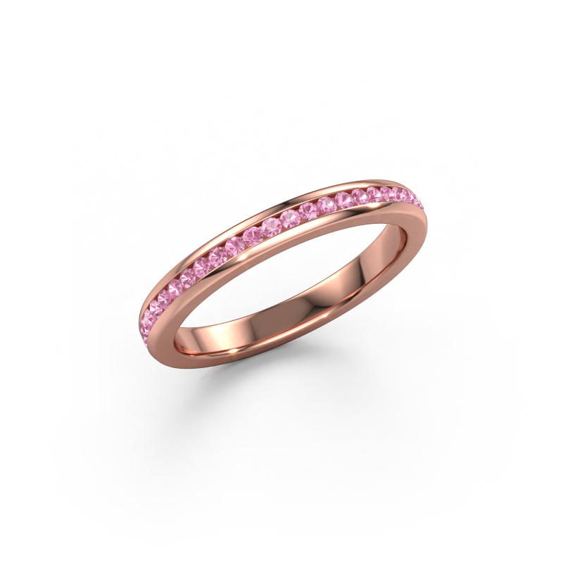 Afbeelding van Aanschuifring Lura 1 585 rosé goud Roze saffier 1.3 mm