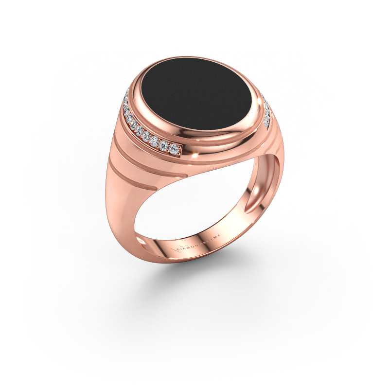 Immagine di Anello chevalier Luuk 585 oro rosa Smalto nero 15x12 mm