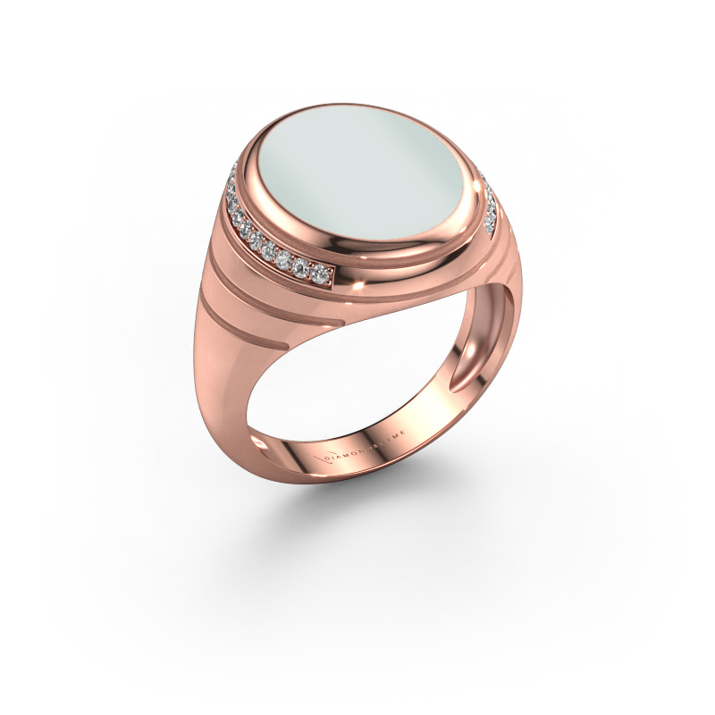 Image of Signet ring Luuk 585 rose gold Green sardonyx 15x12 mm