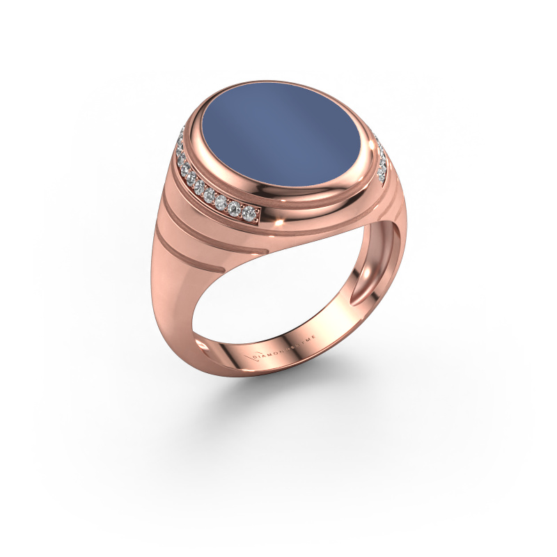 Bild von Siegelring Luuk 585 Roségold Blau Lagenstein 15x12 mm