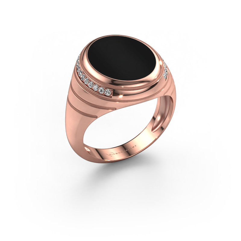 Image of Signet ring Luuk 585 rose gold Onyx 15x12 mm