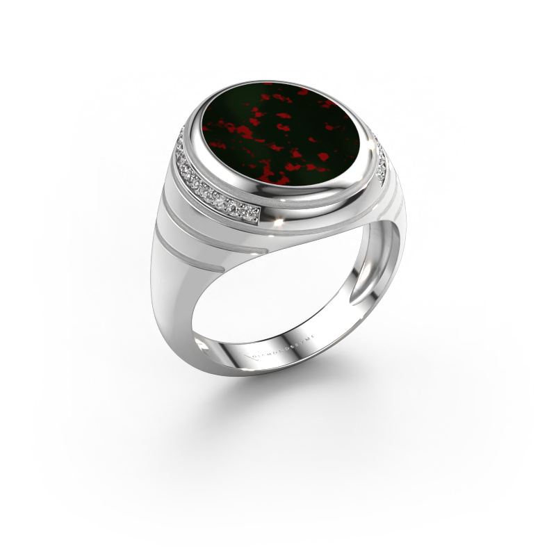 Bild von Siegelring Luuk 585 Weißgold Heliotrop 15x12 mm