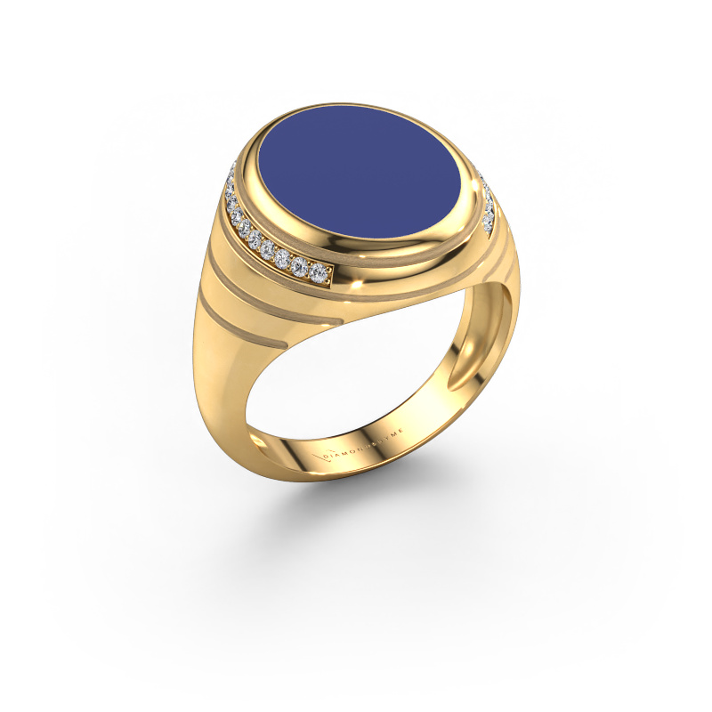 Bild von Siegelring Luuk 585 Gold Blau Emaille 15x12 mm
