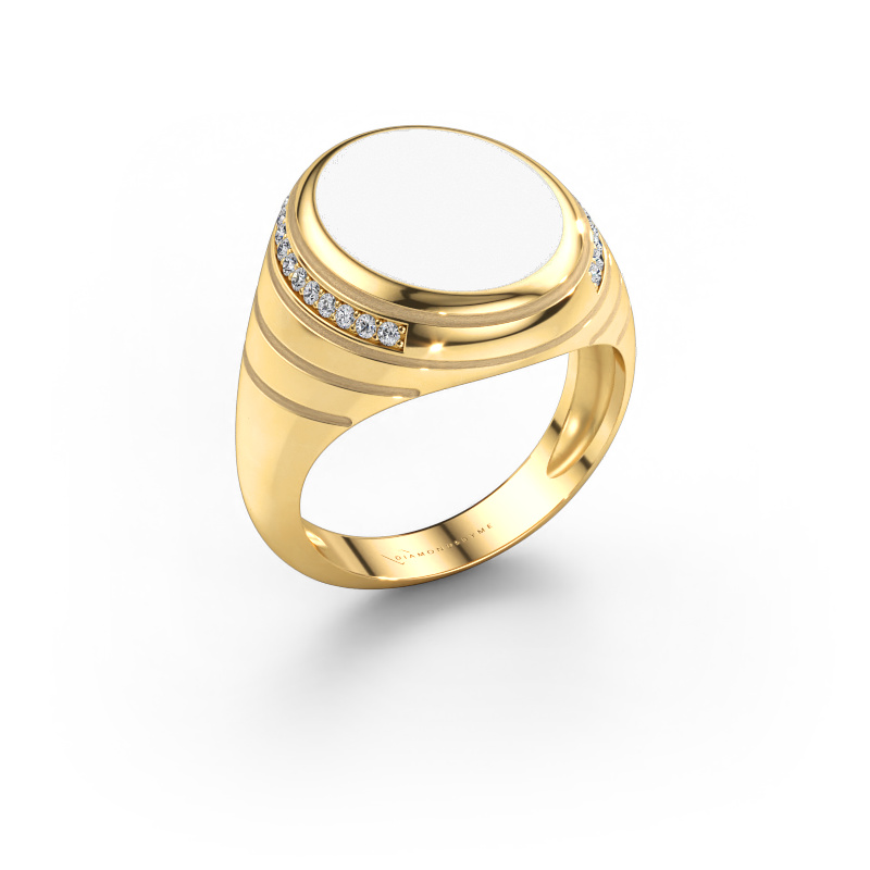 Immagine di Anello chevalier Luuk 585 oro Smalto bianco 15x12 mm