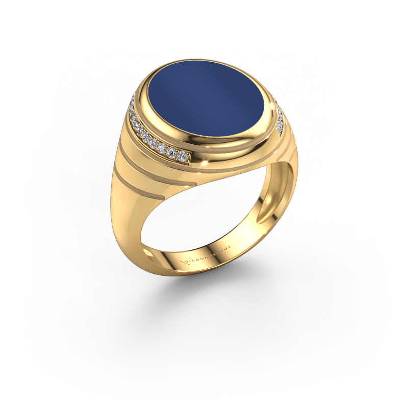 Image of Signet ring Luuk 585 gold Lapis 15x12 mm