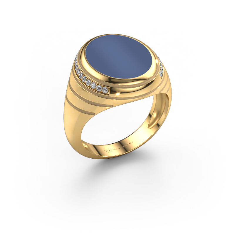 Image of Signet ring Luuk 585 gold Blue sardonyx 15x12 mm