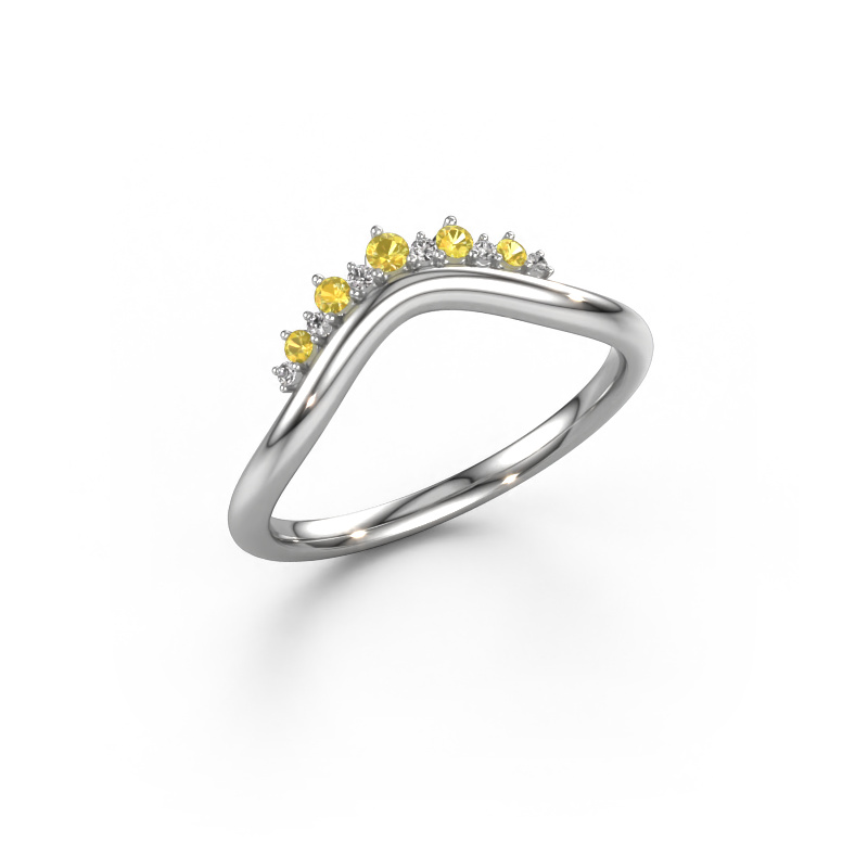 Image of Stackable ring Lyla A 585 white gold Yellow sapphire 1.8 mm