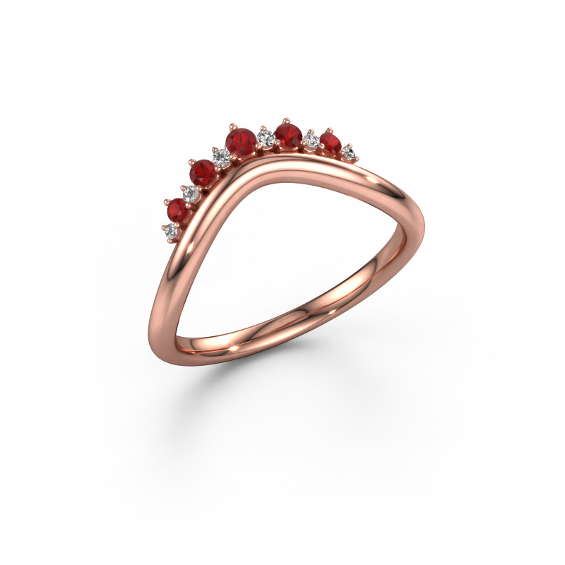 Image of Stackable ring Lyla B 585 rose gold Ruby 2 mm