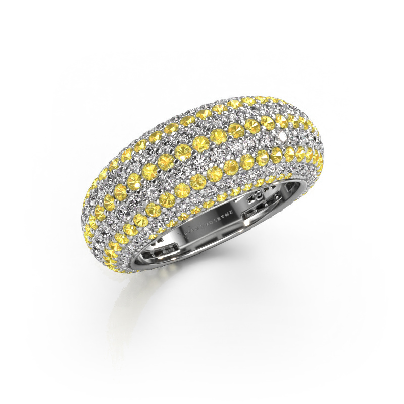 Image of Ring Lyndia 585 white gold Yellow sapphire 0.8 mm