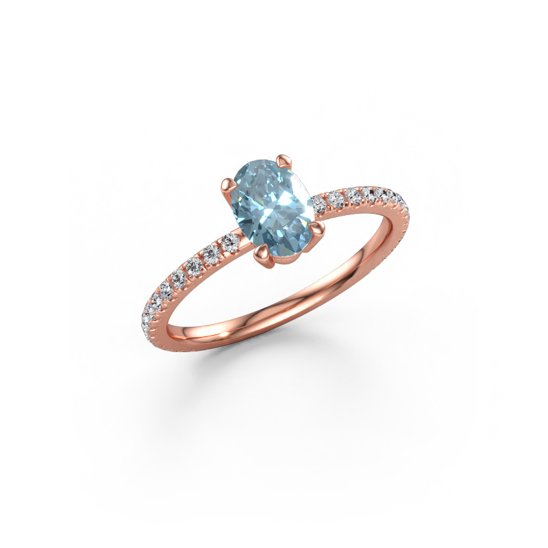 Immagine di Anello di fidanzamento Lynelle 2 585 oro rosa Diamante lab grown blu 7x5 mm