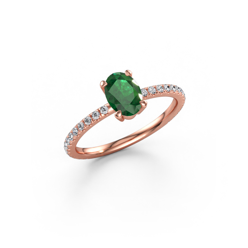 Immagine di Anello di fidanzamento Lynelle 2 585 oro rosa Smeraldo 7x5 mm