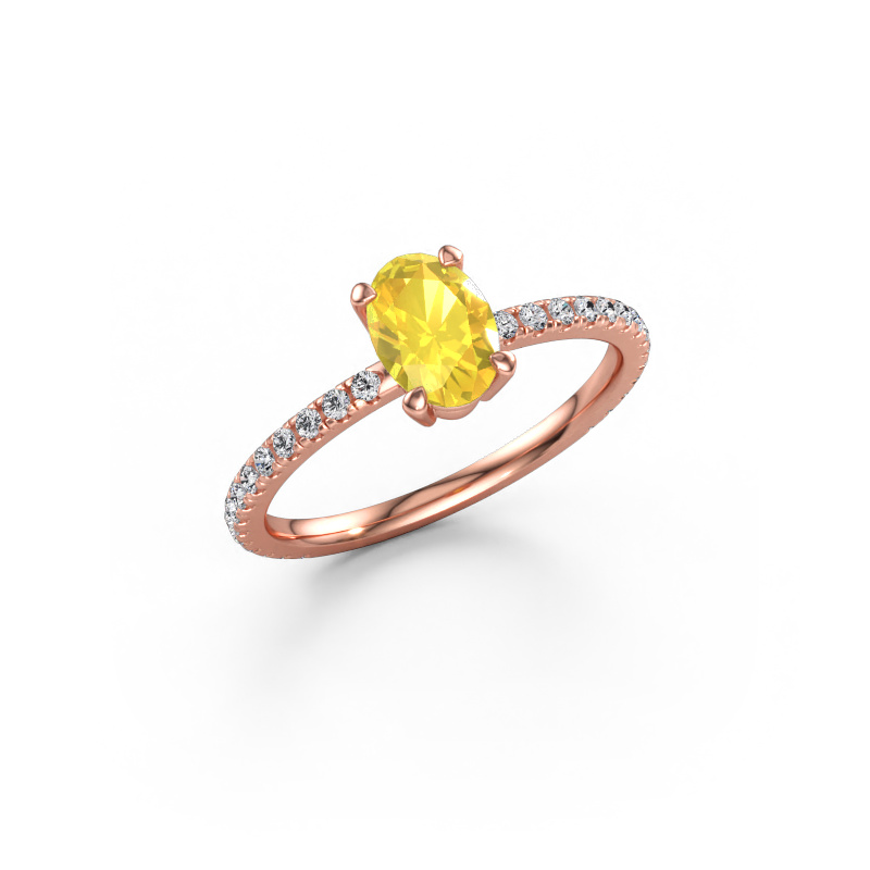 Bild av Förlovningsring Lynelle 2 585 roséguld Gul safir 7x5 mm