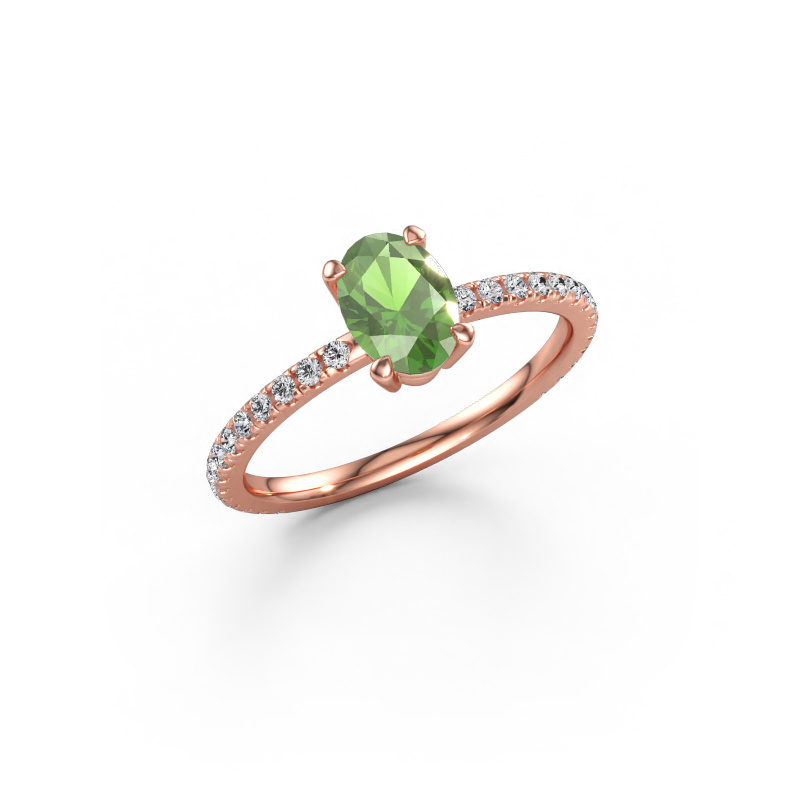Bild av Förlovningsring Lynelle 2 585 roséguld Grön turmalin 7x5 mm