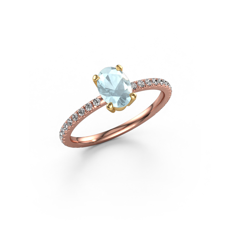 Bild von Verlobungsring Lynelle 2 585 Roségold Aquamarin 7x5 mm