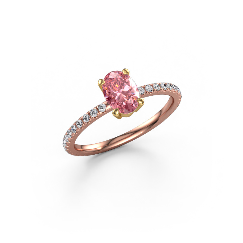 Image of Engagement ring Lynelle 2 585 rose gold Pink lab grown diamond 7x5 mm