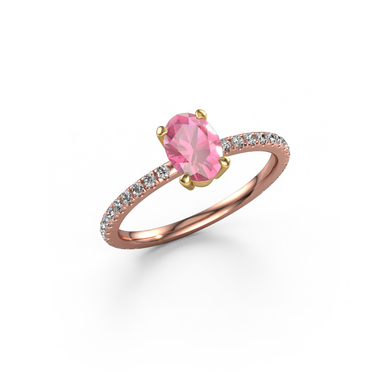 Bild von Verlobungsring Lynelle 2 585 Roségold Pink Saphir 7x5 mm