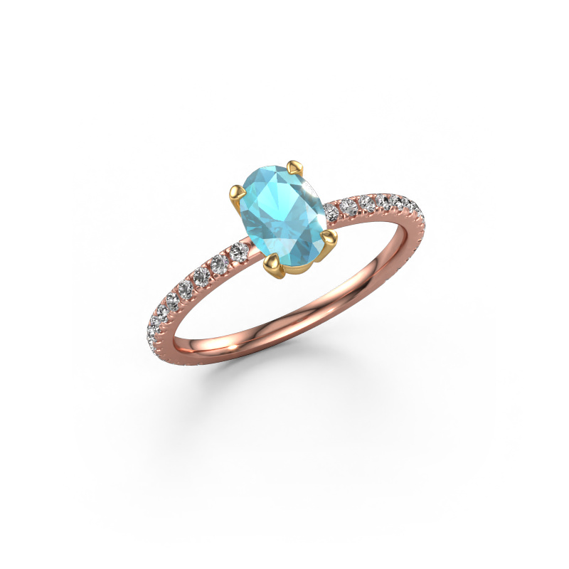 Image of Engagement ring Lynelle 2 585 rose gold Blue topaz 7x5 mm