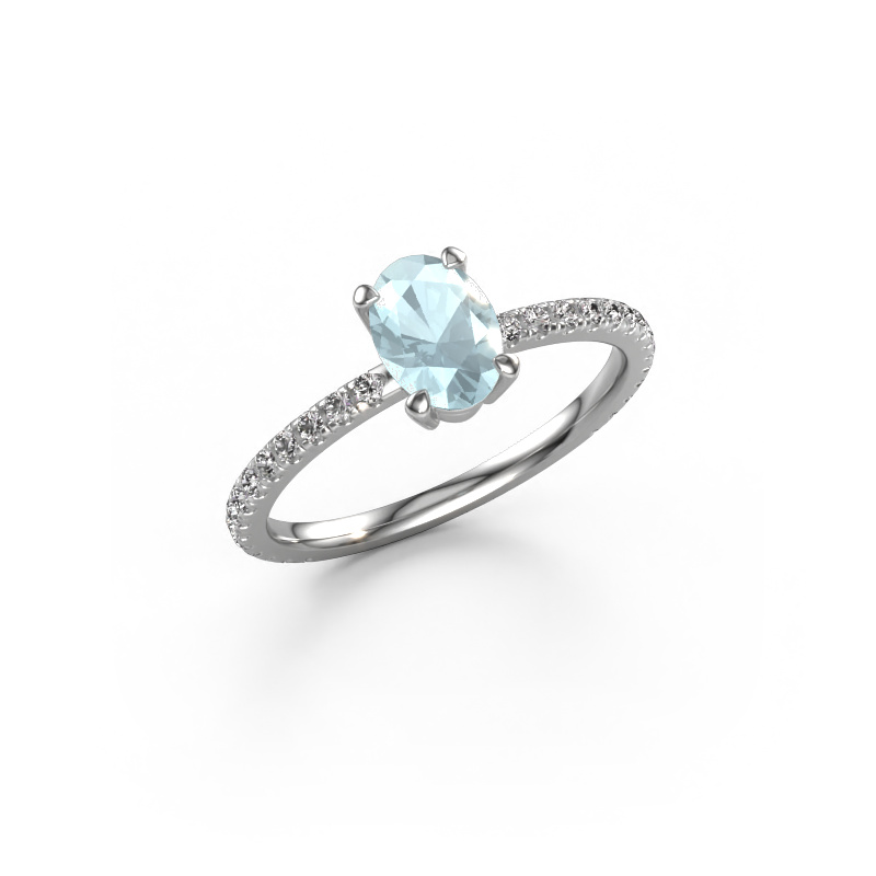 Image of Engagement ring Lynelle 2 950 platinum Aquamarine 7x5 mm