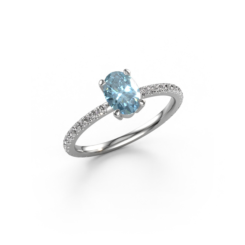 Image of Engagement ring Lynelle 2 950 platinum Blue lab grown diamond 7x5 mm