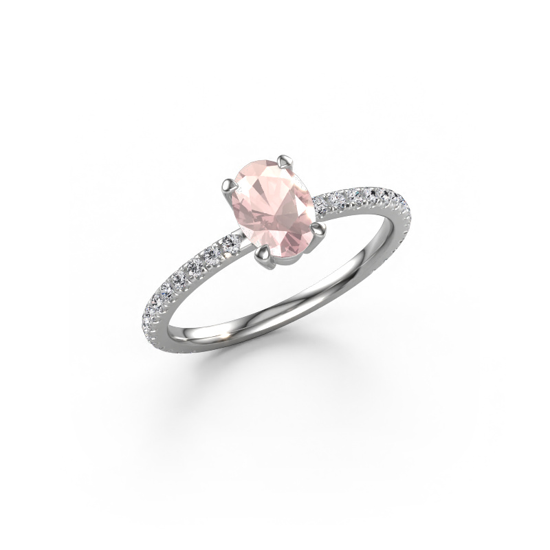 Bild von Verlobungsring Lynelle 2 950 Platin Morganit Champagner 7x5 mm