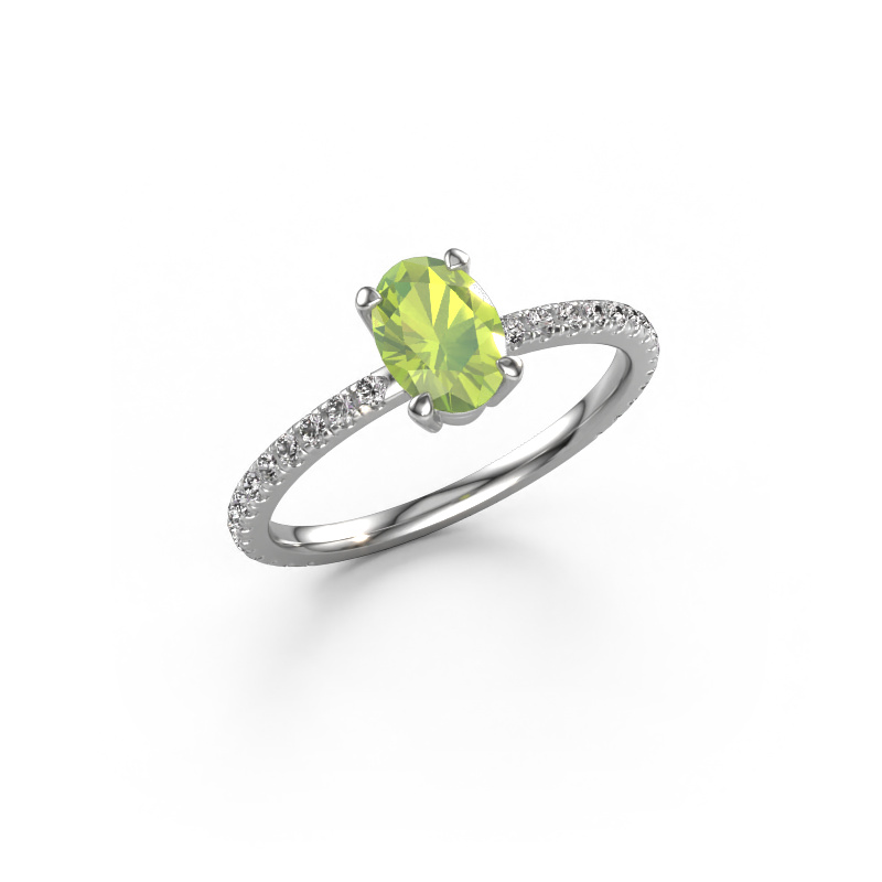 Bild von Verlobungsring Lynelle 2 950 Platin Peridot 7x5 mm