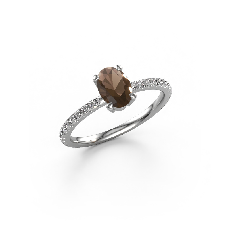 Image of Engagement ring Lynelle 2 950 platinum Smokey quartz 7x5 mm