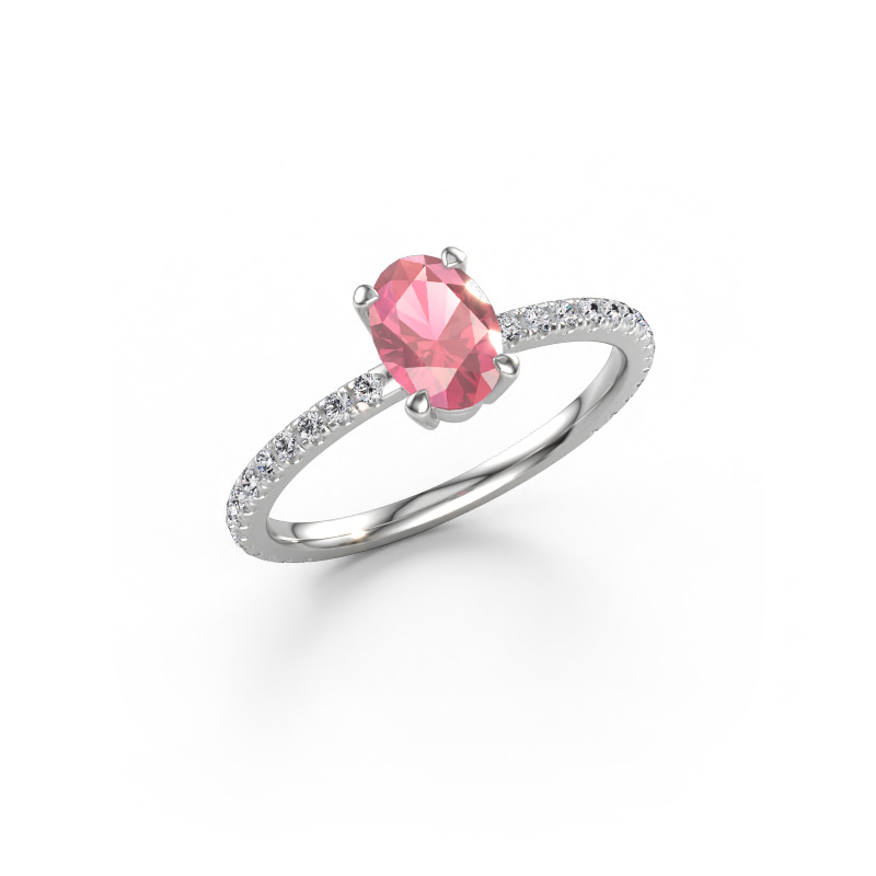 Immagine di Anello di fidanzamento Lynelle 2 950 platino Tormalina rosa 7x5 mm
