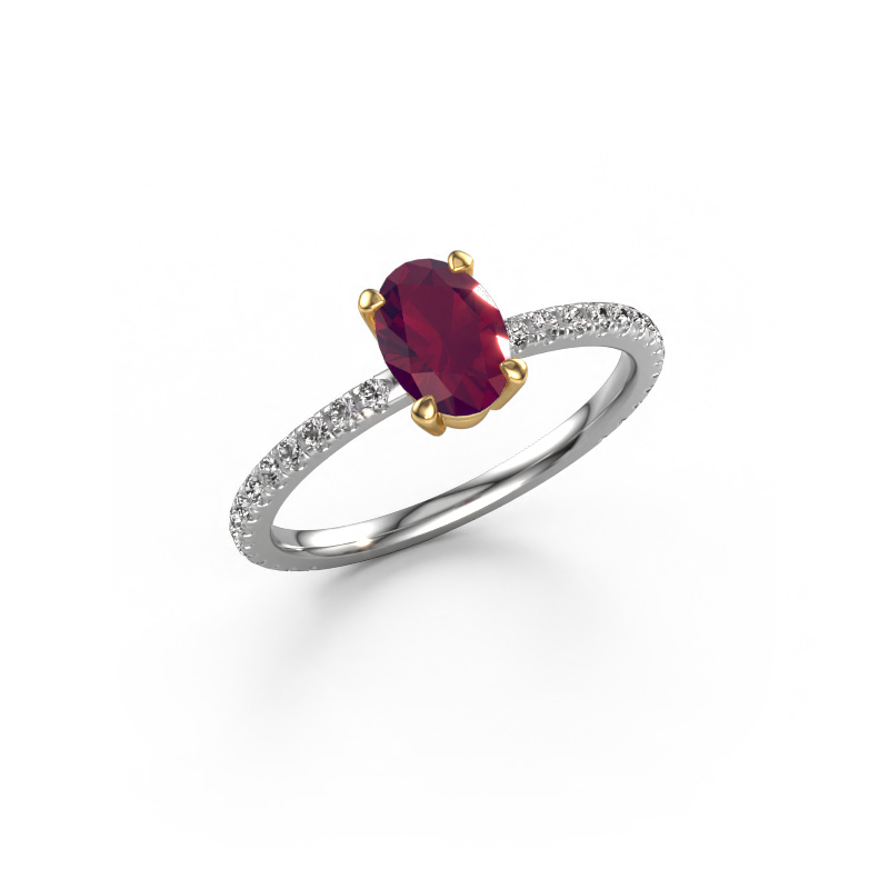Image de Bague de fiançailles Lynelle 2 585 or blanc Rhodolite 7x5 mm