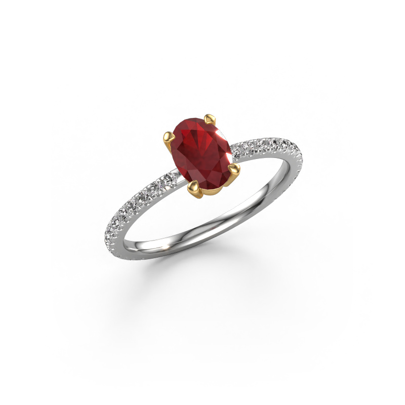 Image of Engagement ring Lynelle 2 585 white gold Ruby 7x5 mm