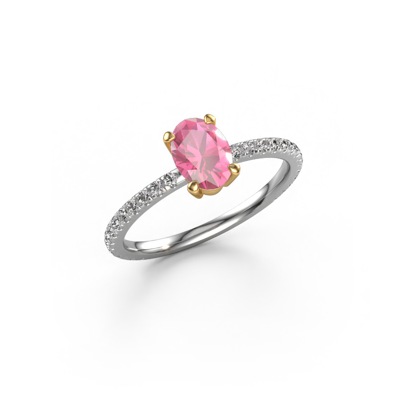 Image of Engagement ring Lynelle 2 585 white gold Pink sapphire 7x5 mm