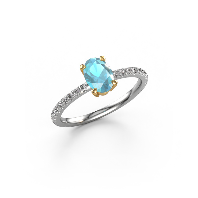 Image of Engagement ring Lynelle 2 585 white gold Blue topaz 7x5 mm