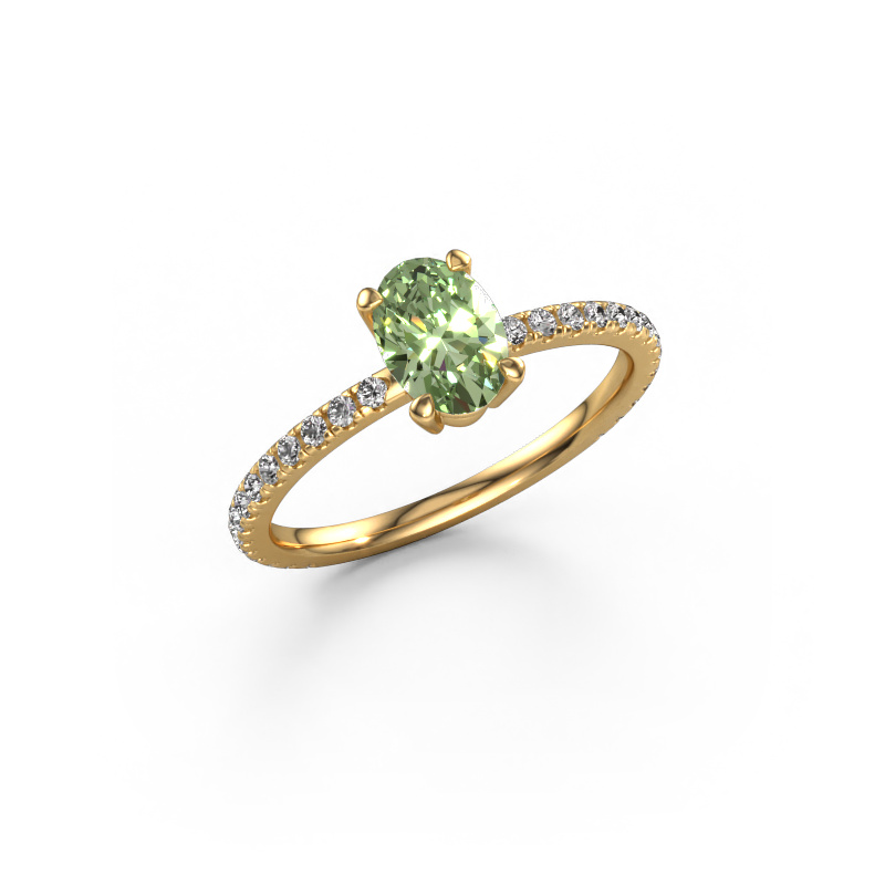 Image of Engagement ring Lynelle 2 585 gold Green lab grown diamond 7x5 mm