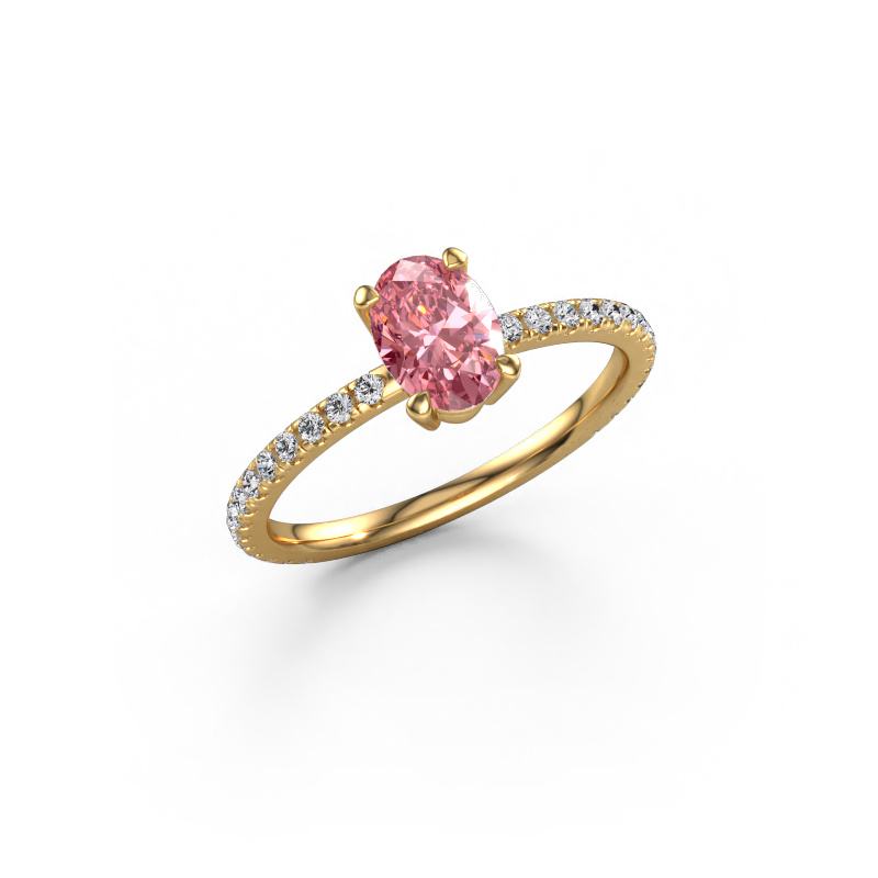 Image of Engagement ring Lynelle 2 585 gold Pink lab grown diamond 7x5 mm