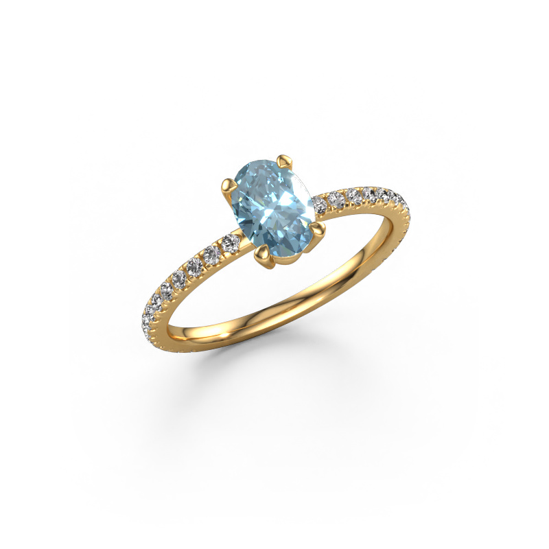 Image of Engagement ring Lynelle 2 585 gold Blue lab grown diamond 7x5 mm